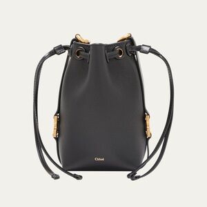 Chloe Black Leather Crossbody Bag with Gold Accents